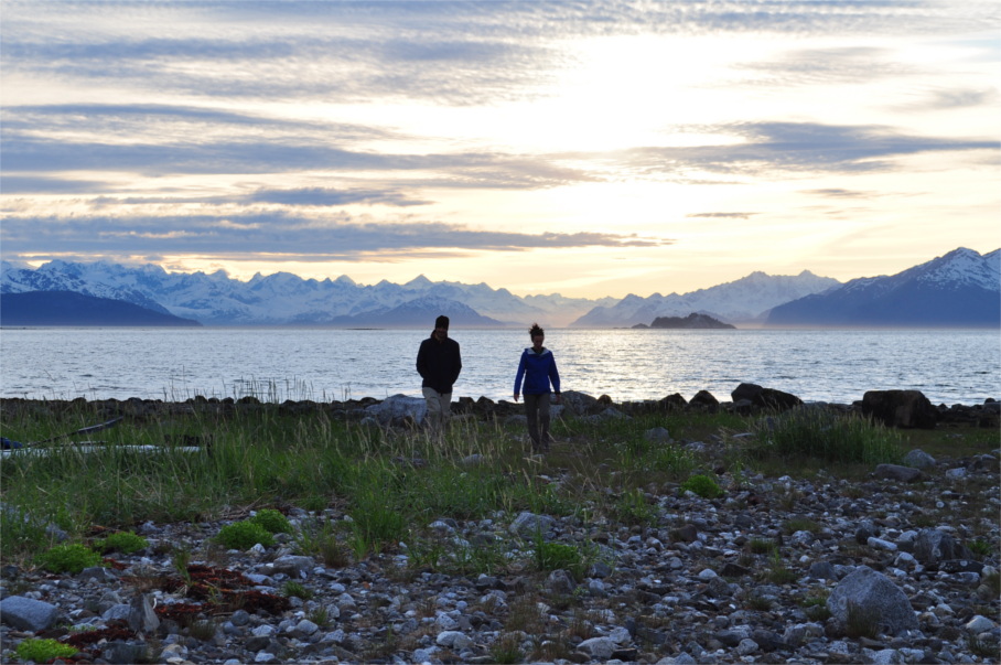 Youth group enjoying a sunset in Southeast Alaska
